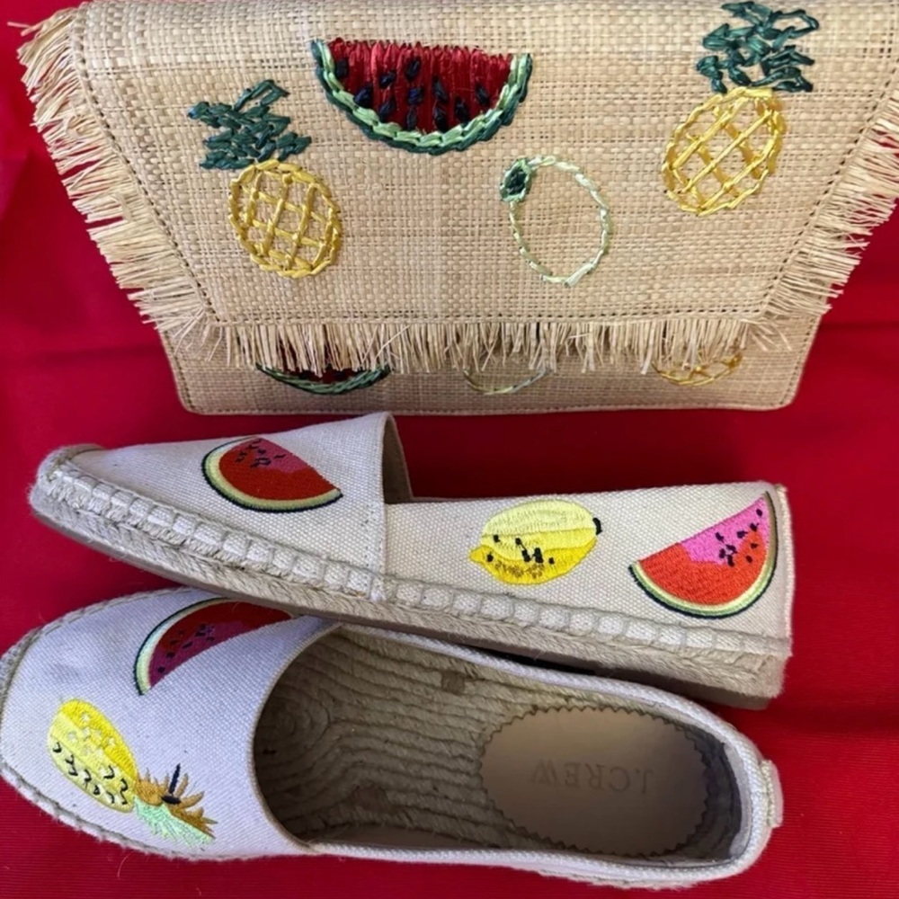 Embroidered Fruit Espadrilles and Clutch Set